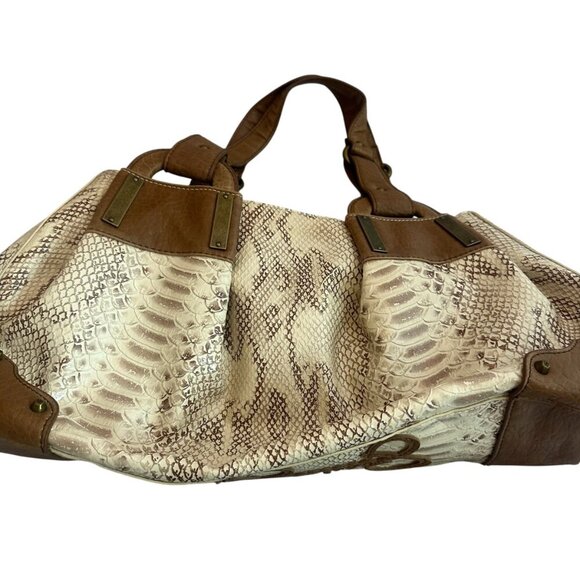 Jessica Simpson Snakeskin Print Handbag Purse Tote Vegan Leather Large Women's - Picture 6 of 10